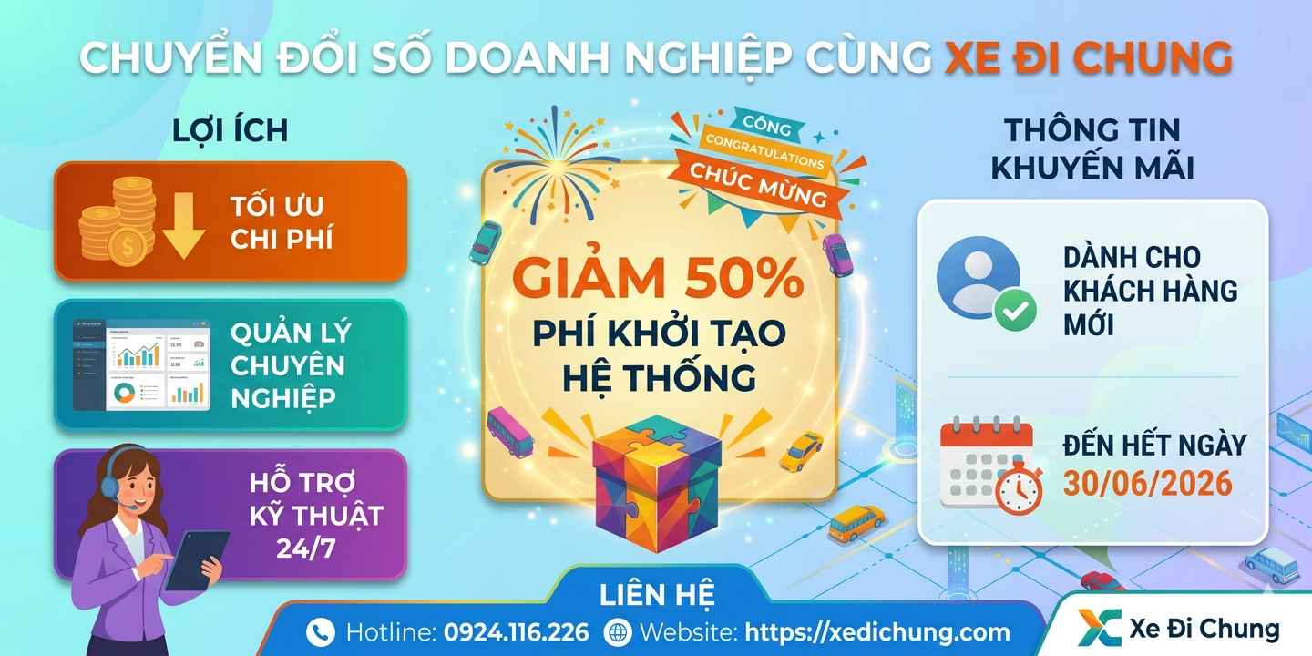 Khuyến Mãi Đặc Biệt: Giảm 50% Phí Khởi Tạo Dịch Vụ Cho Khách Hàng Mới Tại Xe Đi Chung
